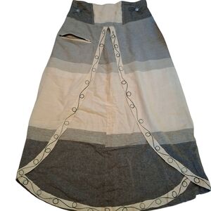Elegant Gray and Cream Women's Skirt Handmade In Nepal Peasant
